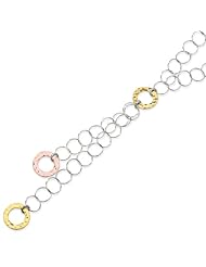 Versil Sterling Silver and 18k Yellow and Rose Gold-plated Fancy 16 Inch Necklace