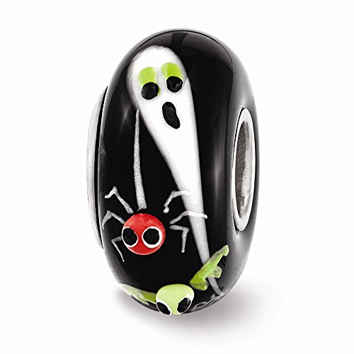 Sterling Silver Reflections Hand Painted Ghost & Spiders Glass Bead