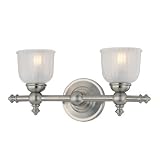 Minka Lavery Clairemont 6532-84 Glass 2 Light 150w (7H x 14W) Vanity Lighting in Brushed Nickel