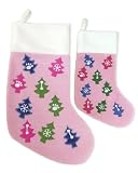 Pet Themed Holiday Stockings  Pink with Trees/Large