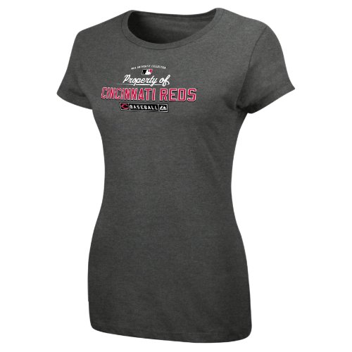 MLB Cincinnati Reds Women'S Short Sleeve Crew Neck Tee (Pro Carbon Heather, Medium)