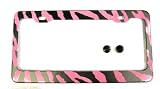 Zebra Pink License Plate Frame (Made Of METAL)