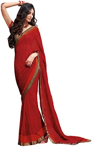 Prachstore Exquisite Embroidered Pallu Saree in Brick Red Color 72026