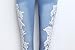 FanShou Light Blue Womens Denim Crochet Lace Skinny Legs Stretch Pencil Jeans