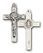 Jewelry : Sterling Silver St. Benedict Crucifix Pendant with Stainless Silver Heavy Curb Chain 24 inch