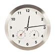 Modern Multiplex Non-Ticking Silent Wall Clock with Built-in Thermometer [Fahrenheit] / Hygrometer (White)