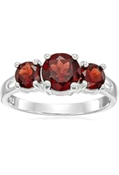 Sterling Silver Three-Stone Garnet Ring