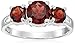 Amazon Collection Sterling Silver Three-Stone Garnet Ring