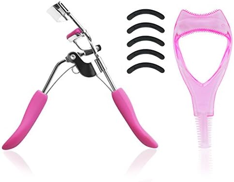 Professional Eyelash Curler - Soft Silicone Pad &amp; Handle with 5 Replacement Refill Pad &amp; Mascara Guard - The Best Lash Curling Tool - Long Lasting - Easy to Use-Perfect Natural looking Curl (Pink)