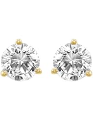 1/2 Carat Solitaire Diamond Stud Earrings Round Brilliant Shape 3 Prong Push Back (D-E Color, VS1-VS2 Clarity)