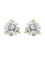 1 3/5 Near 1 3/4 Carat Solitaire Diamond Stud Earrings Round Brilliant Shape 3 Prong Screw Back (I-J Color, I1 Clarity)