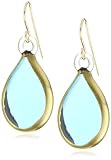 Yummi Glass 24k Gold-Painted Murano Glass Turquoise-Color Pear Drop Earring