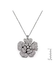 Large Hematite Cubic Zirconia Brooch Necklace