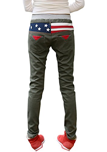 【 UN ANANAS 】 アメリカン デザイン パンツ ウエスト ゴム スター 星 レディース ボトムス 韓国 スタイル S M L XL