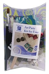 Art Night Out Party Kit for 4 People Makes 4 Pair Circle Resin Earrings in Silver Plate
