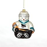 San Jose Sharks NHL Glass Snowman Ornament (5.5)