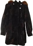 2077 Womens Size 20 or 16W Multi Color New Real Australian Shearing Sheared Lamb Fur Classic Parka 3/4 Half Coat Fox Trim Button Off Hood Hook Clasp Front Closure Polyester Lining Inside Pocket Slash Outside Pocket