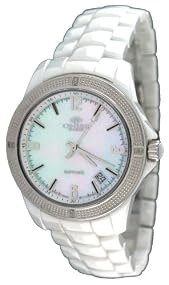 Oniss #ON793-L Unisex Midsize White Ceramic MOP Dial Watch