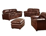 Baxton Studio Redding Cognac Leather Modern Sofa Set, Brown