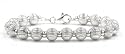 Sterling Silver Striped Beaded Bracelet - 7.5"