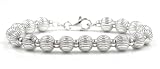 Sterling Silver Striped Beaded Bracelet - 7.5