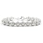 Sterling Silver Striped Beaded Bracelet - 7.5"
