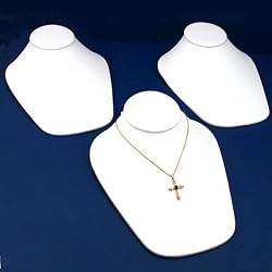 3 White Leather Necklace Bust Slatwall Jewelry Display