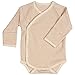 Niteo Baby Organic Cotton Kimono Onesie Bodysuit Long Sleeve with Side Snaps, Light Brown, 9-12M