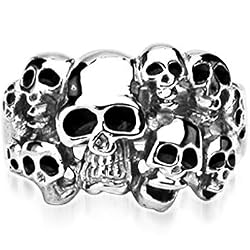 Spikes 316L Stainless Steel A Head of the Game Skull Ring
