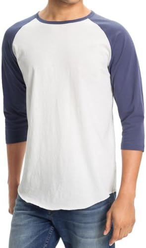 Men's Plain Baseball Athletic 3/4 Sleeve 100% Cotton Tee Shirt