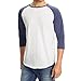 Men's Plain Baseball Athletic 3/4 Sleeve 100% Cotton Tee Shirt