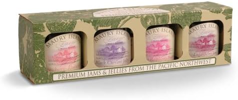 Gourmet Jam &amp; Preserves 4-Jar Sampler Pack - 5.5 oz Jars - by Maury Island Farms (Pack of 2)