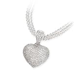 14k White Gold & Pave' Diamond Heart Pendant / Enhancer (2.14ctw)