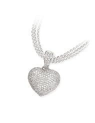14k White Gold & Pave Diamond Heart Pendant / Enhancer (2.14ctw)