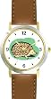 Porcupine or Hedgehog Animal - WATCHBUDDY&reg; DELUXE TWO-TONE THEME WATCH - Arabic Numbers - Brown Leather Strap-Size-Children's Size-Small ( Boy's Size & Girl's Size )