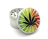 Four Piece Marijuana Logo Herb, Spice or Tobacco Pollen Aluminum Grinder