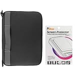 Black Fabric Neoprene Sleeve Case + Clear Reusable LCD Screen Protector for Amazon Kindle DX 9.7" 9.7-inch Wireless Reading Device