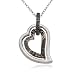Sterling Silver Black Diamond Abstract Heart Pendant, 18"