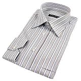Forzieri Gray & White Striped Italian Cotton Dress Shirt