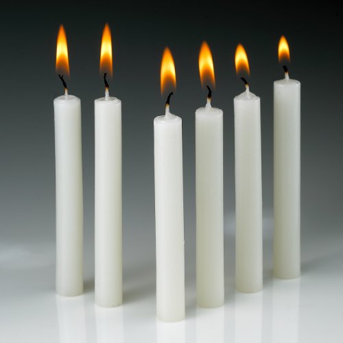 White Taper Candles 4 inch x 1/2 Inch Thick . Burn 1.1/2 Hour Set of 50