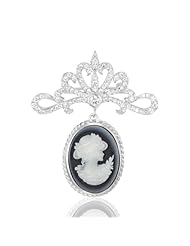 Black Victorian Cameo and Anthemion Scroll Pendant in Sterling Silver