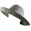 New Big Brim Cotton Ribbon Braid Sun Beach Floppy Hat Black - Small / Medium