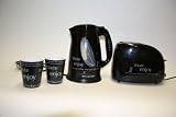 Kettle & Toaster Pack with 2 Mugs (Black)