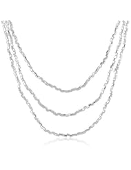 Italian 925 Murano Glass Bead Triple-Row Graduated Necklace, 17.5"