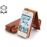 Esclusiva custodia di pelle ultra sottile di StilGut per Apple iPhone 4 16GB & 32 GB, con chiusura a flip, colore cognac, in vera pelledi StilGut