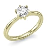 0.40 ct. D/VVS1 GIA Certified Round 6 Prong Diamond Classic Solitaire Ring in 14K Yellow Gold