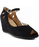 Breckelles Brazil-01 Black Women Wedge Pumps