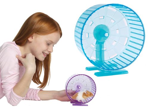 Biddie Buddies Small Animal Blue Exercise Wheel with Stand for Mice Hamsters & Gerbils 3.5″ Diameter Wheel x 6″H (with stand)