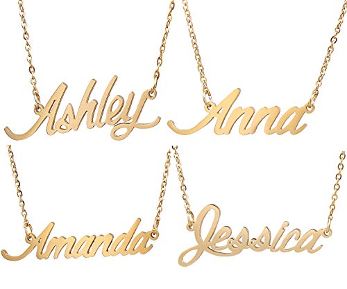 AOLO Personalized Name Necklace Tiny Charm Necklace in Sliver Golden