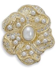 CleverSilvers 14 Karat Gold Plated Floral Design Fashion Pin